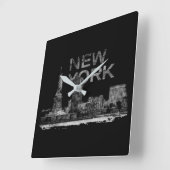 New York City Sketch -メディアが混在 スクエア壁時計 (傾斜)