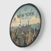 New York City Skyline ラージ壁時計 (傾斜)