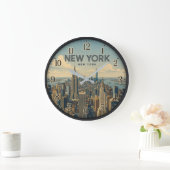 New York City Skyline ラージ壁時計 (ホーム)