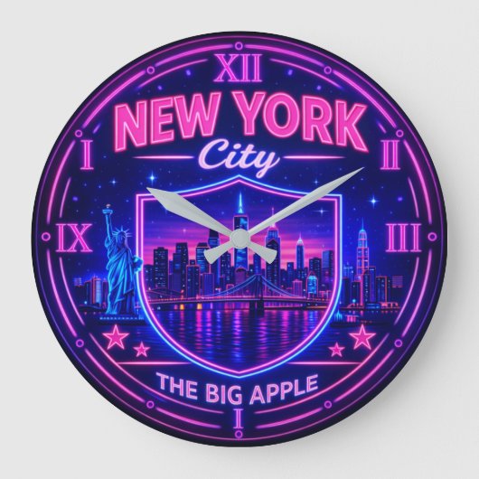 New York City Skyline  ラージ壁時計 (正面)