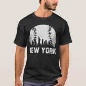 New York City Skyline Baseball Lover funny Tシャツ (正面)