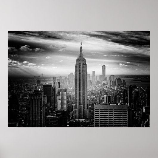 New York City skyline black and white ポスター (正面)