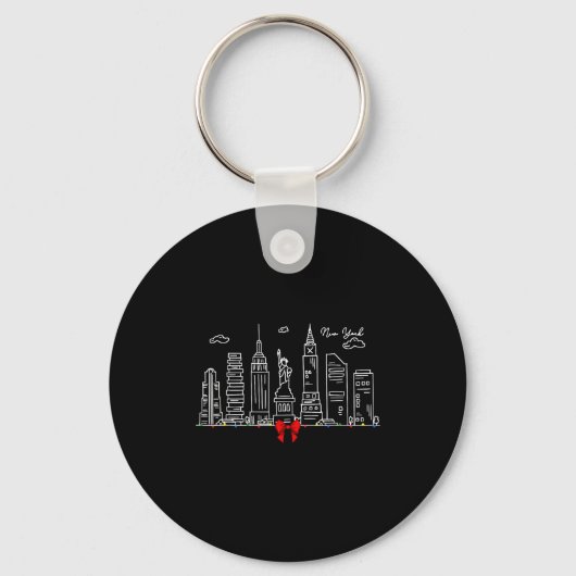 New York City Skyline Christmas Lights Nyc New Yor キーホルダー (正面)