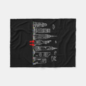 New York City Skyline Christmas Lights Nyc New Yor フリースブランケット (正面(横))