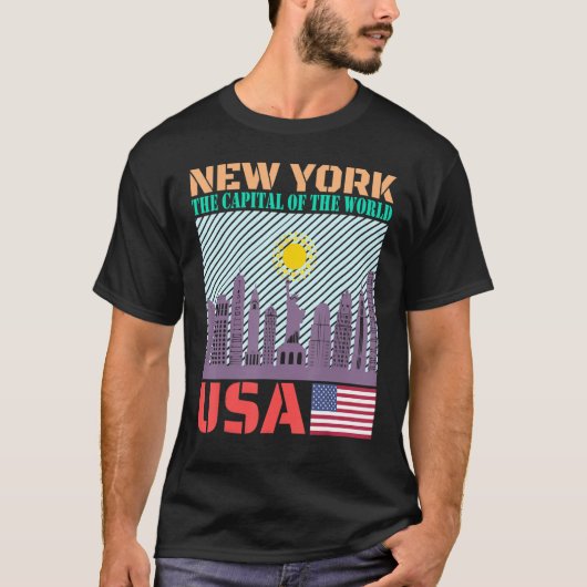 New York City Skyline Country City Skyline Landmar Tシャツ (正面)
