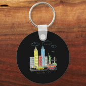 New York City Skyline Illustration Urban Kids Art キーホルダー (正面)