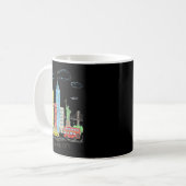 New York City Skyline Illustration Urban Kids Art  コーヒーマグカップ (正面左)