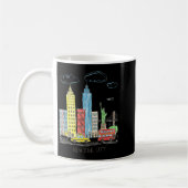 New York City Skyline Illustration Urban Kids Art  コーヒーマグカップ (左)
