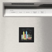 New York City Skyline Illustration Urban Kids Art  マグネット (インサイチュ (食洗機))
