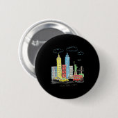 New York City Skyline Illustration Urban Kids Art  缶バッジ (正面&裏面)