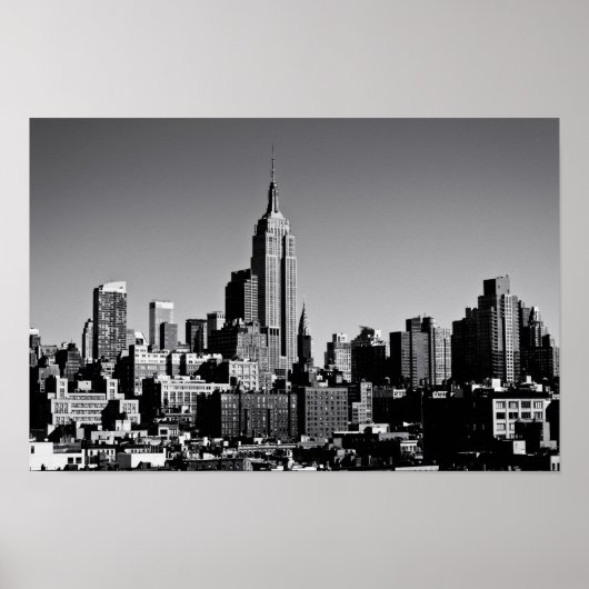 New York City Skyline in Black and White ポスター (正面)