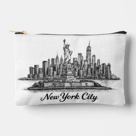 New York City Skyline Line Art Illustration アクセサリーポーチ