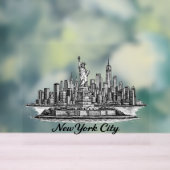 New York City Skyline Line Art Illustration アクリルサイン (ニュートラル)