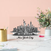 New York City Skyline Line Art Illustration アクリルサイン (ウェディング)