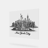 New York City Skyline Line Art Illustration アクリルサイン (傾斜)
