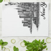 New York City Skyline Line Art Illustration キッチンタオル (折り畳み)