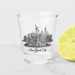 New York City Skyline Line Art Illustration ショットグラス