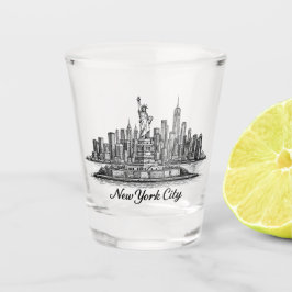 New York City Skyline Line Art Illustration ショットグラス