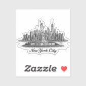 New York City Skyline Line Art Illustration シール (シート)