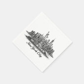 New York City Skyline Line Art Illustration スタンダードカクテルナプキン (角)