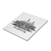 New York City Skyline Line Art Illustration タイル (側面)