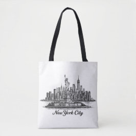 New York City Skyline Line Art Illustration トートバッグ