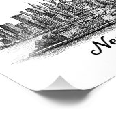New York City Skyline Line Art Illustration フォトプリント (角)