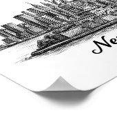 New York City Skyline Line Art Illustration ポスター (角)