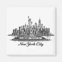 New York City Skyline Line Art Illustration