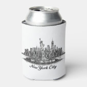 New York City Skyline Line Art Illustration 缶クーラー (缶正面)