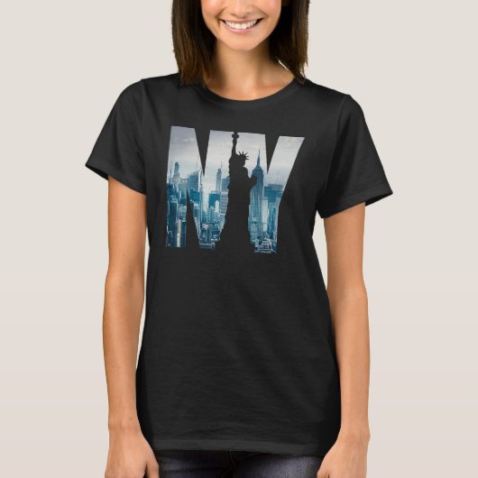 New York City Skyline  New York Illustration Graph Tシャツ (正面)