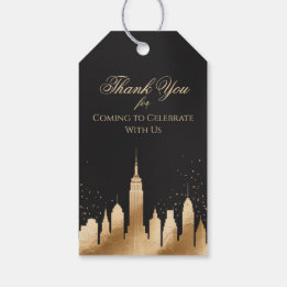 New York City Skyline Party Supplies Black & Gold ギフトタグ