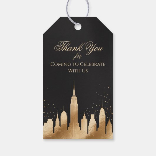 New York City Skyline Party Supplies Black & Gold ギフトタグ (裏面)