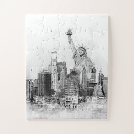 New York City Statue of Liberty Sketch ジグソーパズル (縦)
