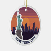 New York City Statue of Liberty Skyline セラミックオーナメント (右)