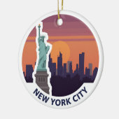 New York City Statue of Liberty Skyline セラミックオーナメント (左)