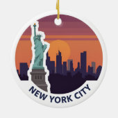 New York City Statue of Liberty Skyline セラミックオーナメント (裏面)