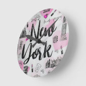 New York City Style Design ラウンド壁時計 (傾斜)