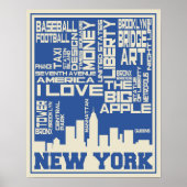 New York City Typography Poster ポスター (正面)