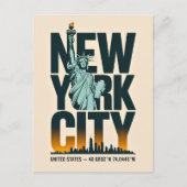 New York City Typography Statue of Liberty Skyline ポストカード (正面)
