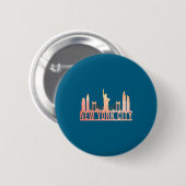 New York City Usa Cityscape Skyline Funny Gift  缶バッジ (正面&裏面)