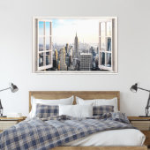 New York City Window View Canvas Print キャンバスプリント (インサイチュ (寝室))