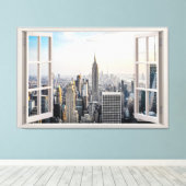 New York City Window View Canvas Print キャンバスプリント (インサイチュ (ウッドフロア))