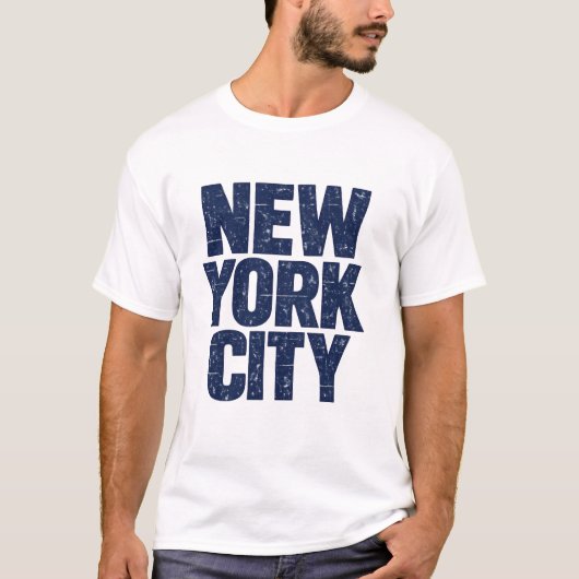 New York City — Worn Navy Stack Tシャツ (正面)