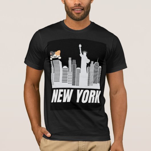 New york & cute cat design t-shirt tシャツ (正面)