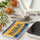 New York Empire State License Plate Art Custom キーホルダー (正面右)