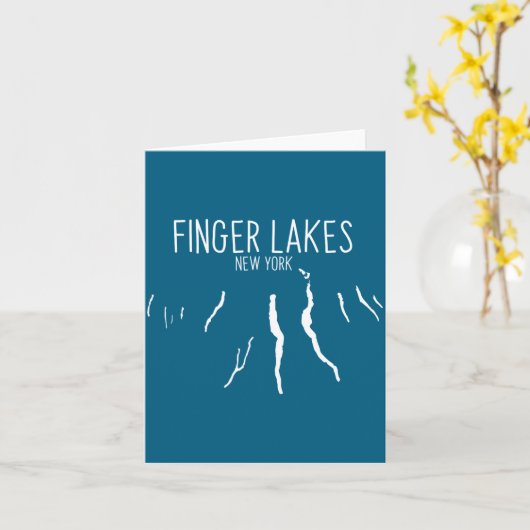 New York Finger Lakes Map Design  カード (黄色い花)