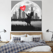 NEW YORK Full Moon Girlハートバルーンキャンバス印刷 キャンバスプリント (インサイチュ (寝室))