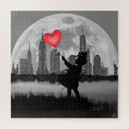 NEW YORK Full Moon Girl Heart Balloon Puzzle ジグソーパズル