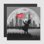 NEW YORK Full Moon Girl wh Balloon Magnetic Card (正面/裏面)
